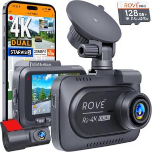 imageROVE R24K DUAL Dash Cam Front and Rear STARVIS 2 Sensor FREE 128GB Card Included 5G WiFi  up to 20MBs Fastest Download Speed with App 4K 2160PFHD Dash Camera for Cars 3quot IPS 24H Parking Mode