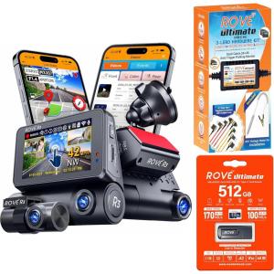 imageROVE R3 Dash Cam  Hardwire Kit  512GB Micro SD Card