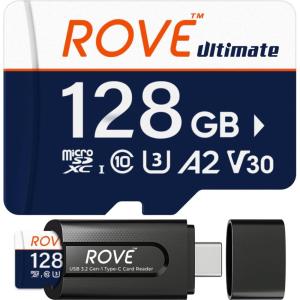 imageROVE Ultimate Micro SD Card microSDXC 256GB Memory Card with USB 32 Type C Card Reader 170MBs C10 U3 V30 4K A2 for Dash Cam Android Smart Phones Tablets Games128GB